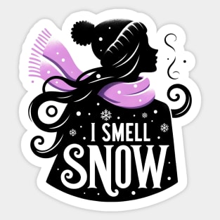 I Smell Snow - Whimsical Silhouette with a Scarf Sticker